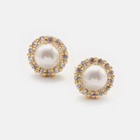 Retro Style Zircon Pearl Earrings Wholesale sku image 2
