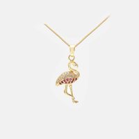 Fashion Diamond Pendant Flamingo Copper Necklace sku image 4