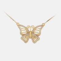 Großhandel Mode Hohler Schmetterling Schlüsselbein Anhänger Vergoldete Halskette sku image 2