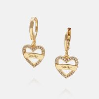 Korean Heart-shaped Copper Necklace Earrings Set sku image 3