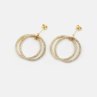 Simple Gold-plated Zircon Circle Copper Earrings sku image 2