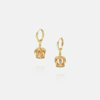 Fashion Gold-plated Long Hollow Crown Earrings sku image 2