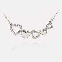 Korean Fashion Heart-shaped Micro-inlaid Zircon Copper Clavicle Necklace sku image 3