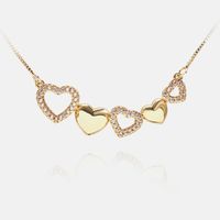 Korean Fashion Heart-shaped Micro-inlaid Zircon Copper Clavicle Necklace sku image 2