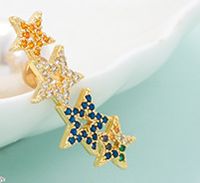 Fashion Hollow Five-pointed Star Diamond Inlaid Colorful Zircon Earrings sku image 1