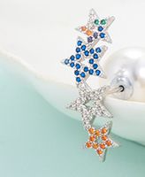 Fashion Hollow Five-pointed Star Diamond Inlaid Colorful Zircon Earrings sku image 3