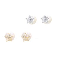 Korean Pearl Five-pointed Star Earrings sku image 1