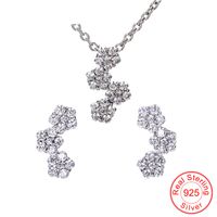 Fashion S925 Silver Needle Three Little Flower Earrings sku image 1