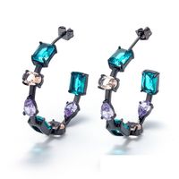 Fashion C-shaped Matching Glass Stone Earrings sku image 1