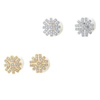 Korean Snowflake Micro-inlaid Copper Earrings sku image 1