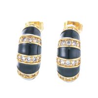 Retro C-shaped Color Earrings Micro-inlaid Zircon Copper Earrings sku image 4