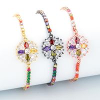 Korean Color Zircon Full Diamond Snowflake Copper Bracelet sku image 4