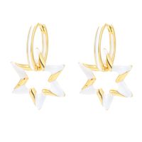 Fashion Oil Drop Color Geometric Star Copper Earrings sku image 2