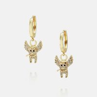 Fashion Gold-plated Zircon Flying Pig Earrings Wholesale sku image 2