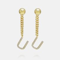 Fashion Zircon Gold-plated Letter Long Earrings Wholesale sku image 42
