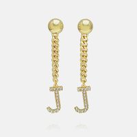 Fashion Zircon Gold-plated Letter Long Earrings Wholesale sku image 20