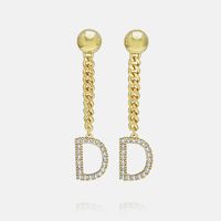 Fashion Zircon Gold-plated Letter Long Earrings Wholesale sku image 8