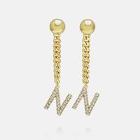 Fashion Zircon Gold-plated Letter Long Earrings Wholesale sku image 28