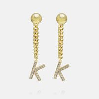 Fashion Zircon Gold-plated Letter Long Earrings Wholesale sku image 22