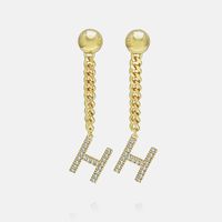 Fashion Zircon Gold-plated Letter Long Earrings Wholesale sku image 16