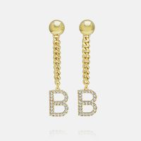 Fashion Zircon Gold-plated Letter Long Earrings Wholesale sku image 4