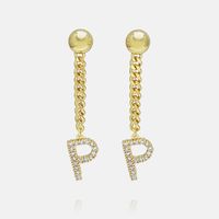 Fashion Zircon Gold-plated Letter Long Earrings Wholesale sku image 32
