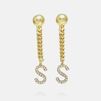 Fashion Zircon Gold-plated Letter Long Earrings Wholesale sku image 38