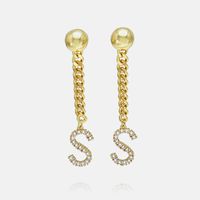 Boucles D&#39;oreilles Longues Lettre Plaquée Or Zircon Mode En Gros sku image 38