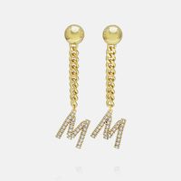 Fashion Zircon Gold-plated Letter Long Earrings Wholesale sku image 26