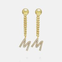 Boucles D&#39;oreilles Longues Lettre Plaquée Or Zircon Mode En Gros sku image 26