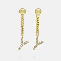 Fashion Zircon Gold-plated Letter Long Earrings Wholesale sku image 50