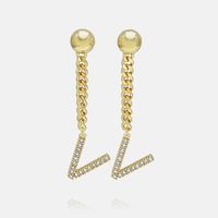 Fashion Zircon Gold-plated Letter Long Earrings Wholesale sku image 44