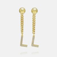 Fashion Zircon Gold-plated Letter Long Earrings Wholesale sku image 24