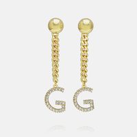 Fashion Zircon Gold-plated Letter Long Earrings Wholesale sku image 14