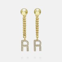 Fashion Zircon Gold-plated Letter Long Earrings Wholesale sku image 36