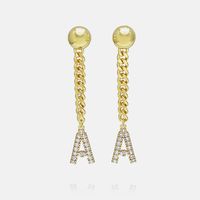 Fashion Zircon Gold-plated Letter Long Earrings Wholesale sku image 2
