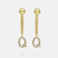 Fashion Zircon Gold-plated Letter Long Earrings Wholesale sku image 34