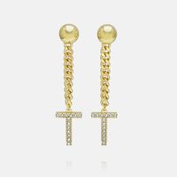 Fashion Zircon Gold-plated Letter Long Earrings Wholesale sku image 40