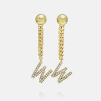 Fashion Zircon Gold-plated Letter Long Earrings Wholesale sku image 46