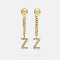 Fashion Zircon Gold-plated Letter Long Earrings Wholesale sku image 52