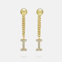 Fashion Zircon Gold-plated Letter Long Earrings Wholesale sku image 18