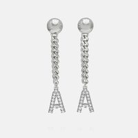 Boucles D&#39;oreilles Longues Lettre Plaquée Or Zircon Mode En Gros sku image 1