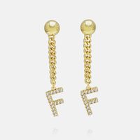 Fashion Zircon Gold-plated Letter Long Earrings Wholesale sku image 12