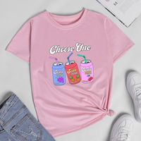 Three Drink Bottles Printed Short-sleeved T-shirt Women sku image 7