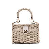Medium Straw Solid Color Square Buckle Straw Bag main image 2