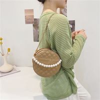 Fashion Solid Color Embossed Pearl Handle Small Round Bag main image 6