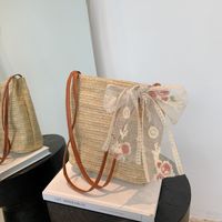 Fashion Lace Bow Silk Scarf Woven Tote Bag Wholesale main image 1