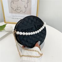 Fashion Solid Color Embossed Pearl Handle Small Round Bag sku image 3