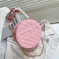 Fashion Solid Color Embossed Pearl Handle Small Round Bag sku image 4