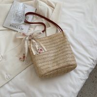 Fashion Lace Bow Silk Scarf Woven Tote Bag Wholesale sku image 1